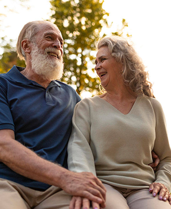 senior couple on a bench